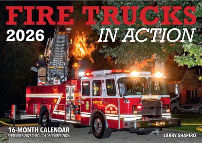 Fire Trucks in Action 2026 Calendar, 16 Month Calendar (Sept '25 - Dec '26)