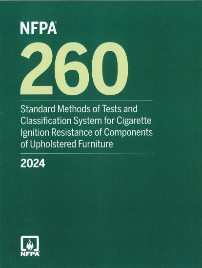 NFPA 260 2024 Cigarette Ignition Resistance of Components of Upholstered Furniture