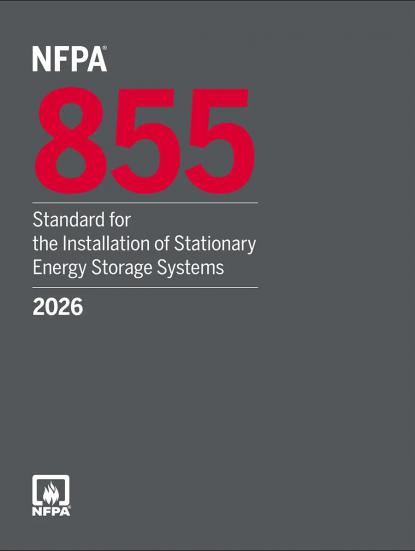 NFPA 855 2026 edition, installation of stationary energy storage systems