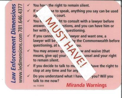 Miranda Card