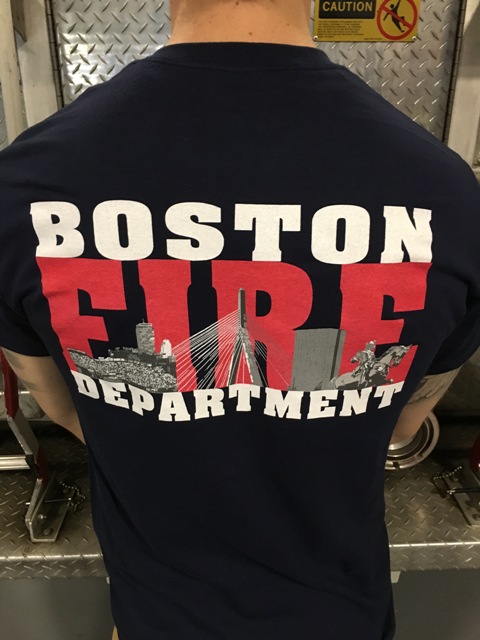 thumbnail image 2 of Boston Fire Department Skyline Cityscape Heavy Cotton T-Shirt – Witty Deals 2 of 5
