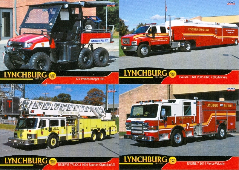 Lynchburg, VA Fire Truck Collector Cards, Series 1