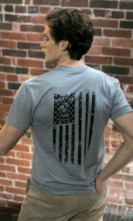 Boston Fire Department Distressed Flag Short Sleeve Tee