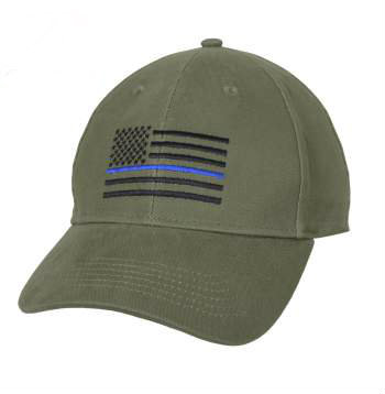 Thin Blue Line Flag Olive Drab Cap