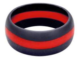 Thin Red Line Silicone Ring