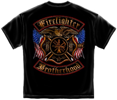 Firefighter Double Flag Tee Shirt Back