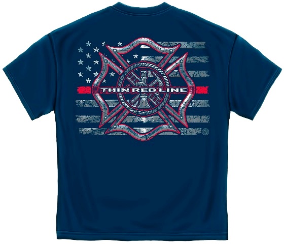 Firefighter Thin Red Line Cross Tee