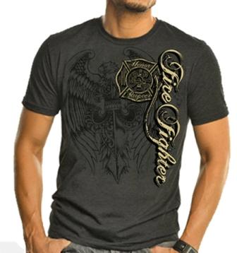 Gray and Gold Firefighter Tee